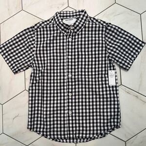 NWT Old Navy Blue Gingham Short Sleeve Button Up Size S 6-7 Boys